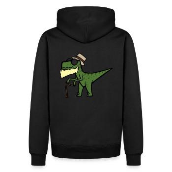 Trex Dino Urzeit Dinosaurier Museum Bart Geschenk - Männer Premium Bio Hoodie - Schwarz - Hinten - Nico (187cm)