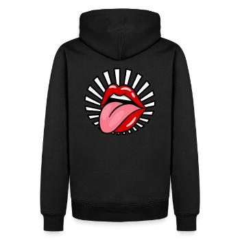 Sexy Zunge Erotisch Mund Kuss Liebe Geschenk - Männer Premium Bio Hoodie - Schwarz - Hinten - Nico (187cm)