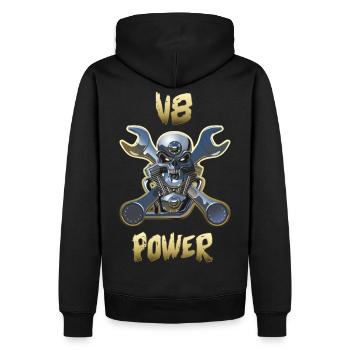 Moteur v8 Power Gold - Sweat à capuche Premium bio Homme - noir - Dos - Nico (187cm)