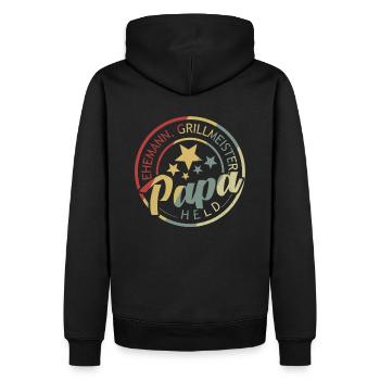 Vintage Ehemann Papa Grillmeister Held - Männer Premium Bio Hoodie - Schwarz - Hinten - Nico (187cm)