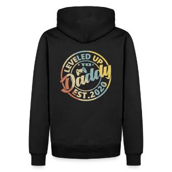 Vintage Leveled Up to Daddy EST.2020 - Men’s Premium Organic Hoodie - black - Back - Nico (187cm)