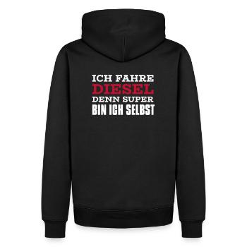 Ich fahre Diesel, super bin ich selbst I Geschenk - Männer Premium Bio Hoodie - Schwarz - Hinten - Nico (187cm)