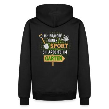 Ich brauche keinen Sport, ich arbeite im Garten - Männer Premium Bio Hoodie - Schwarz - Hinten - Nico (187cm)