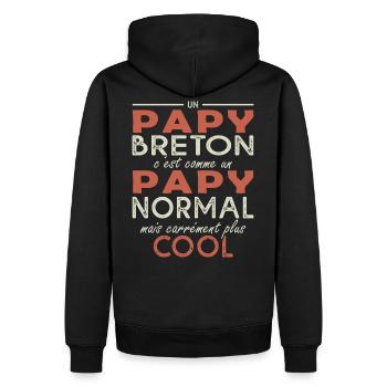PAPY BRETON cadeau fête papi breton - Sweat à capuche Premium bio Homme - noir - Dos - Nico (187cm)