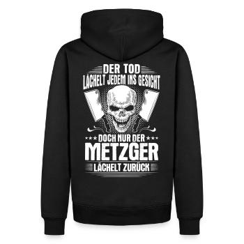 Metzger Metzgerei Fleischer Fleischerei Geschenk - Männer Premium Bio Hoodie - Schwarz - Hinten - Nico (187cm)
