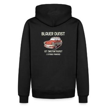 TRABI 500  500 Zweitakt 2Takt Blauer Dunst - Männer Premium Bio Hoodie - Schwarz - Hinten - Nico (187cm)