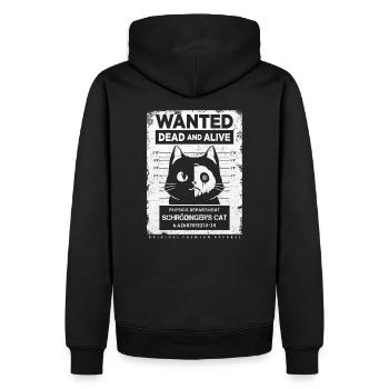 SCHRÖDINGERS KATZE WANTED DEAD AND ALIVE GESCHENK - Männer Premium Bio Hoodie - Schwarz - Hinten - Nico (187cm)