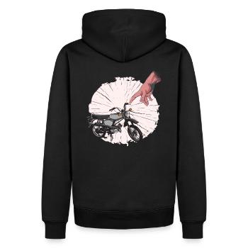 Simme Driving Schwalbe Simson KR50 KR51 S50 S51 - Men’s Premium Organic Hoodie - black - Back - Nico (187cm)