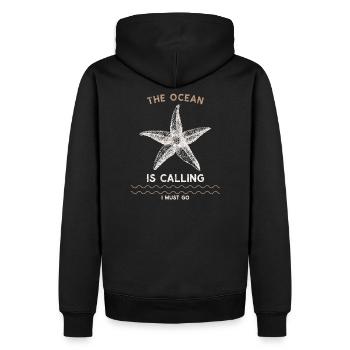 La mer appelle je vais, plongeur plonger vintage - Sweat à capuche Premium bio Homme - noir - Dos - Nico (187cm)