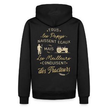 Tracteur Humour Meilleur Papy Agriculteur Fête - Sweat à capuche Premium bio Homme - noir - Dos - Nico (187cm)