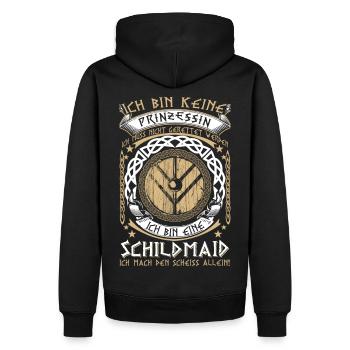 Ich bin eine Schildmaid - Männer Premium Bio Hoodie - Schwarz - Hinten - Nico (187cm)