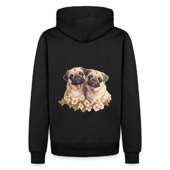 Mopspaar Mops - Männer Premium Bio Hoodie - Schwarz - Hinten - Nico (187cm)