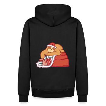 Sloth as Santa Claus with Christmas present - Men’s Premium Organic Hoodie - black - Back - Nico (187cm)
