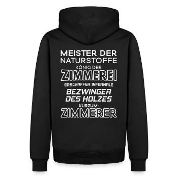 Zimmerer / Zimmerin / Zimmermann / Zimmerfrau - Männer Premium Bio Hoodie - Schwarz - Hinten - Nico (187cm)