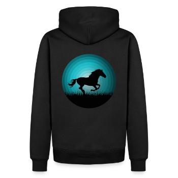Pferd Pferde Herz Reiten Mädchen Frauen Geschenk - Männer Premium Bio Hoodie - Schwarz - Hinten - Nico (187cm)