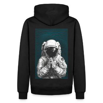 Betender Astronaut - Männer Premium Bio Hoodie - Schwarz - Hinten - Nico (187cm)