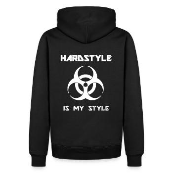 Hardstyle Is My Style - Party Festival Event Shirt - Männer Premium Bio Hoodie - Schwarz - Hinten - Nico (187cm)