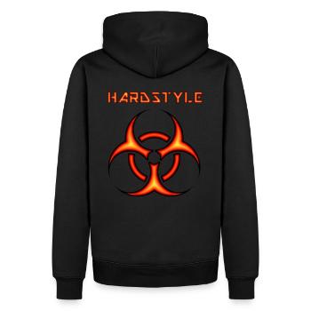 Hardstyle - Party Festival Event Shirt - Männer Premium Bio Hoodie - Schwarz - Hinten - Nico (187cm)