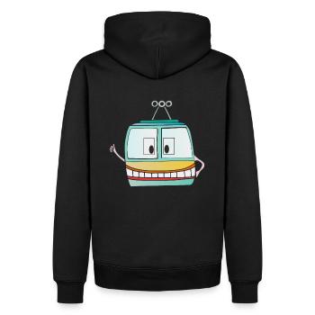 Lustige Bergbahn - Gondel - Seilbahn - Männer Premium Bio Hoodie - Schwarz - Hinten - Nico (187cm)