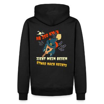Ab 250 km/h Zieht Mein Besen Etwas Nach Rechts - Männer Premium Bio Hoodie - Schwarz - Hinten - Nico (187cm)