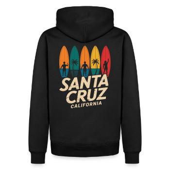 Santa Cruz California - surfboard - Men’s Premium Organic Hoodie - black - Back - Nico (187cm)