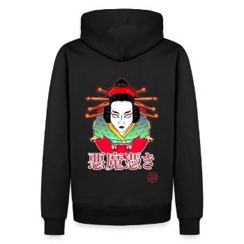 Akumatsuki choses étranges et geisha - Sweat à capuche Premium bio Homme - noir - Dos - Nico (187cm)