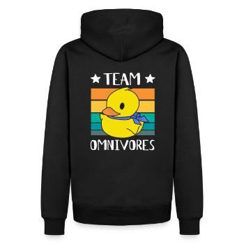Équipe Omnivores - Canards jaunes - Sweat à capuche Premium bio Homme - noir - Dos - Nico (187cm)
