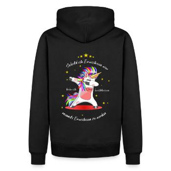 Tanzendes Einhorn - Nie erwachsen werden - Männer Premium Bio Hoodie - Schwarz - Hinten - Nico (187cm)