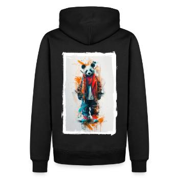 Panda coloré - Sweat à capuche Premium bio Homme - noir - Dos - Nico (187cm)