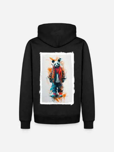 Bunter Panda - Männer Premium Bio Hoodie - Schwarz