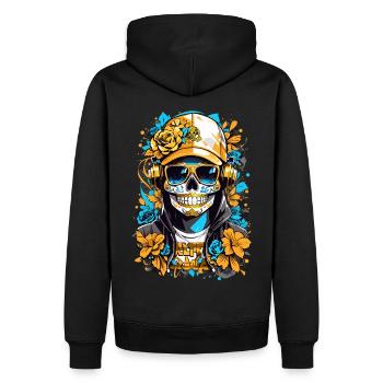 Crâne de sucre doré - Sweat à capuche Premium bio Homme - noir - Dos - Nico (187cm)