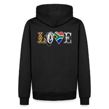 Love South Africa White - Männer Premium Bio Hoodie - Schwarz - Hinten - Nico (187cm)