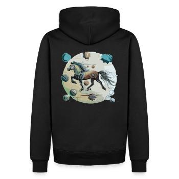 Cheval islandais - Graphique avec arrière-plan Variante 1 - Sweat à capuche Premium bio Homme - noir - Dos - Nico (187cm)