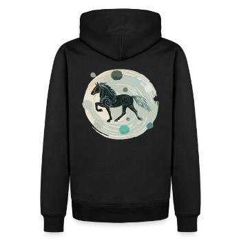 Cheval islandais - Graphique avec arrière-plan Variante 3 - Sweat à capuche Premium bio Homme - noir - Dos - Nico (187cm)