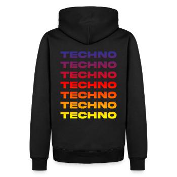 Hard Dark Acid Techno Ich liebe Techno Musik - Männer Premium Bio Hoodie - Schwarz - Hinten - Nico (187cm)