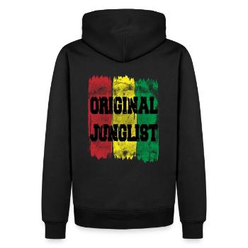 Original Junglist Rouge Jaune Vert DNB Drum n Bass - Sweat à capuche Premium bio Homme - noir - Dos - Nico (187cm)