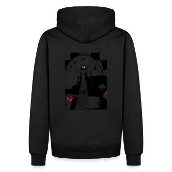 The mad Hatter - Men’s Premium Organic Hoodie - black - Back - Nico (187cm)