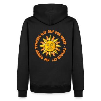 die Sonne scheint mir auf den Penis, scheen is! - Männer Premium Bio Hoodie - Schwarz - Hinten - Nico (187cm)