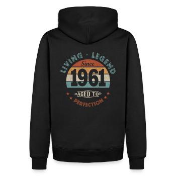 Geburtstag 61 Jahre LegendeSeit 1961 Geschenk 61 Jahre - Männer Premium Bio Hoodie - Schwarz - Hinten - Nico (187cm)