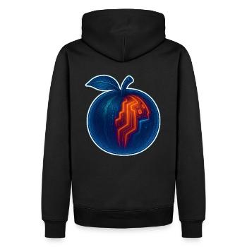 Melon Cyberpunk Design | Aspect fluo - Sweat à capuche Premium bio Homme - noir - Dos - Nico (187cm)
