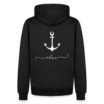 Anker - Ahoi - Maritim - Männer Premium Bio Hoodie - Schwarz - Hinten - Nico (187cm)