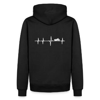 EKG Herzschlag Heartbeat Motorrad - Männer Premium Bio Hoodie - Schwarz - Hinten - Nico (187cm)