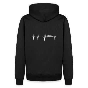 EKG heartbeat Heartbeat Car / Auto / Truck / SUV - Men’s Premium Organic Hoodie - black - Back - Nico (187cm)