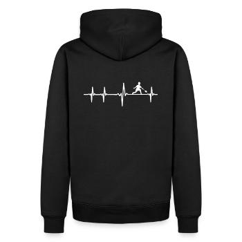 EKG Herzschlag Heartbeat Badminton & Tennis - Männer Premium Bio Hoodie - Schwarz - Hinten - Nico (187cm)