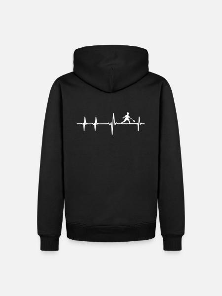EKG Herzschlag Heartbeat Badminton & Tennis - Männer Premium Bio Hoodie - Schwarz
