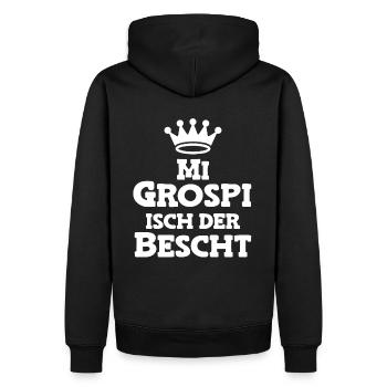 Mi Grospi isch der bescht Opa Schweiz Grosspapi - Männer Premium Bio Hoodie - Schwarz - Hinten - Nico (187cm)