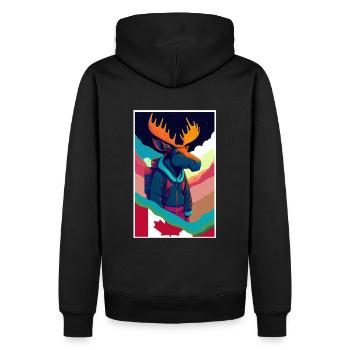 Elch, Wander Tour , Natur Reise Urlaub Kanada - Männer Premium Bio Hoodie - Schwarz - Hinten - Nico (187cm)