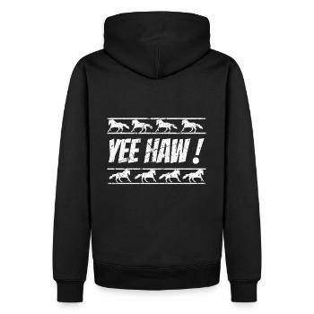 Yee-haw, Rider, Rider, Horses, Rodeo, Cowboy - Men’s Premium Organic Hoodie - black - Back - Nico (187cm)