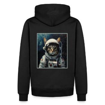 Chat, Voyage Dans L’espace, Fusée, Astronaute, Espace - Sweat à capuche Premium bio Homme - noir - Dos - Nico (187cm)