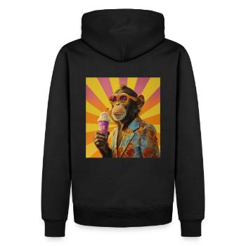Eis Affe Sommer Eiskreme Eisdiele Schimpanse - Männer Premium Bio Hoodie - Schwarz - Hinten - Nico (187cm)